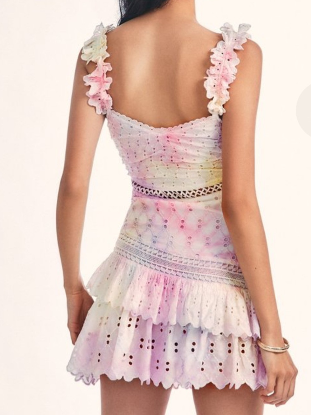 LoveShackFancy Desra Silk Mini Dress Candyland Hand Dye - Picture 3 of 10